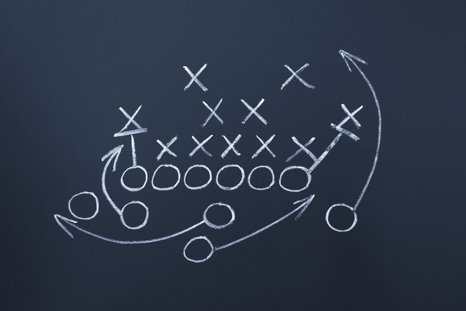 Game,Strategy,Drawn,With,White,Chalk,On,A,Blackboard.