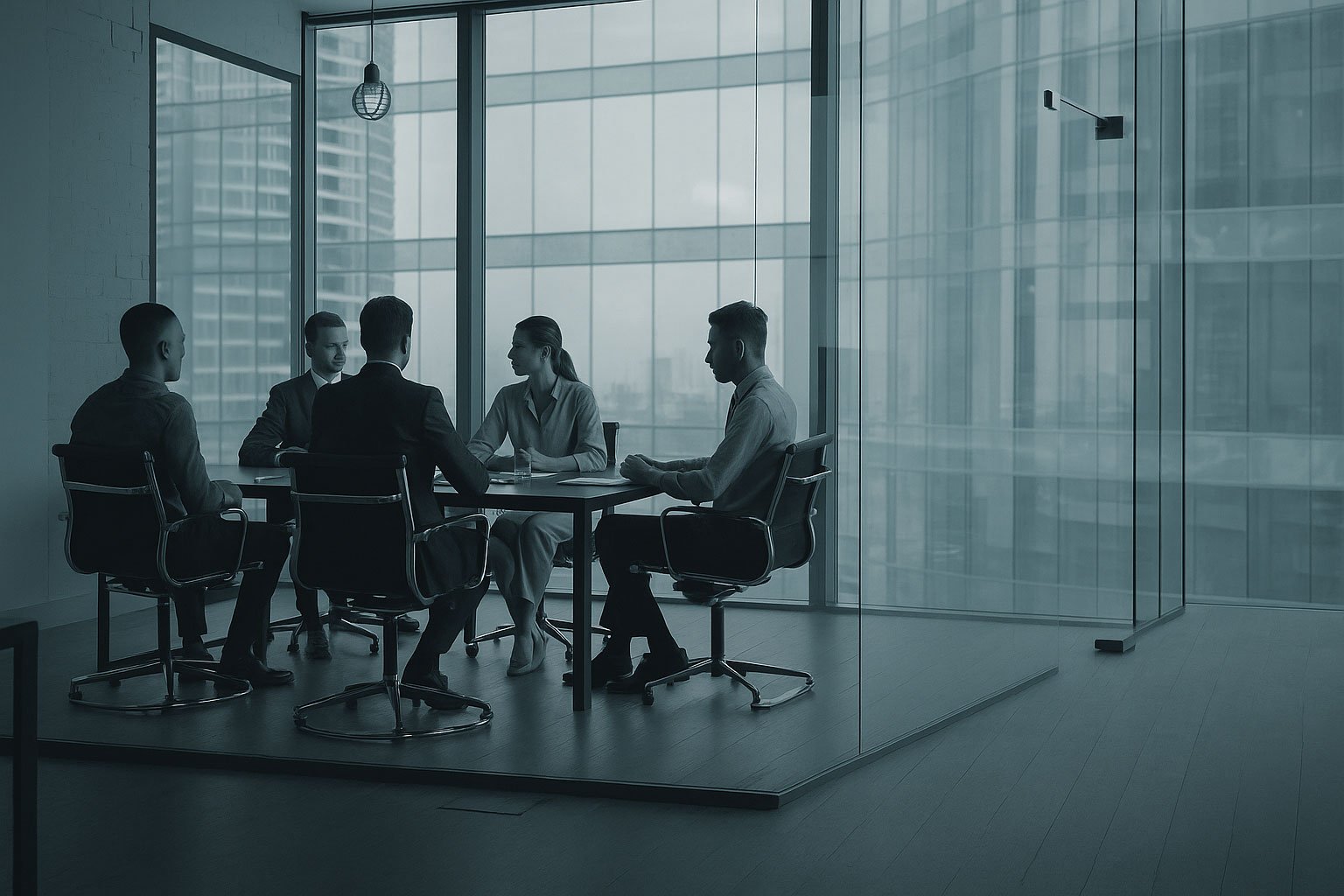 Young business people attending the meeting in boardroom